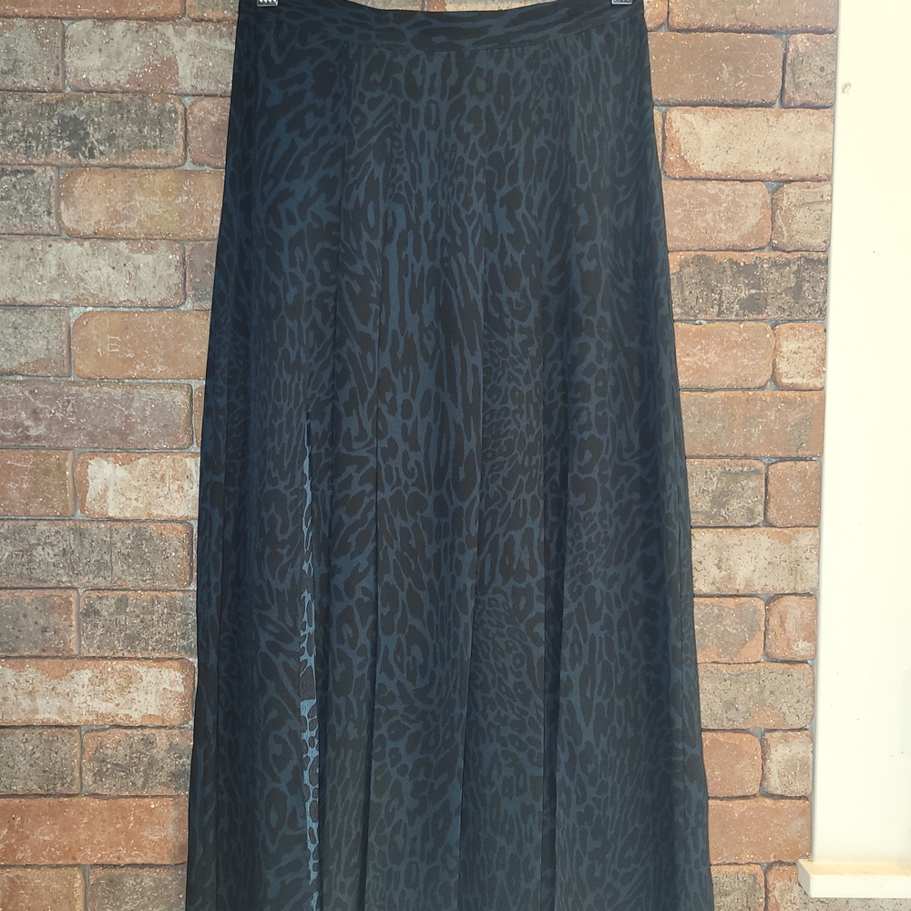 Topshop Midnight Blue Leopard Midi Skirt